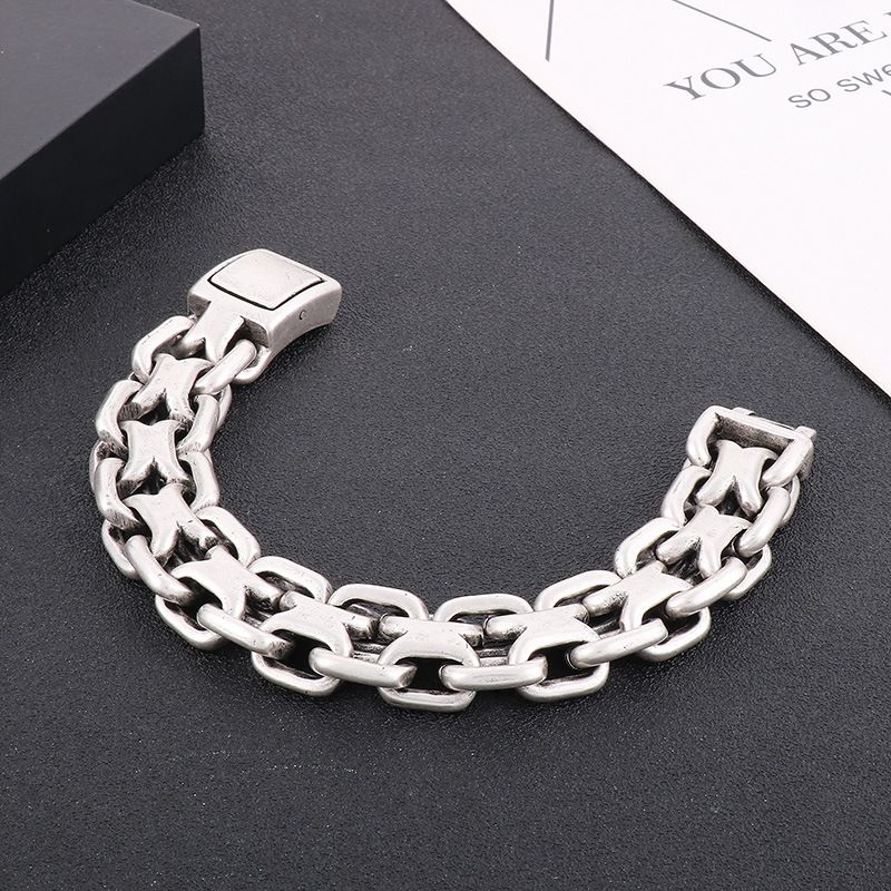 Men's Stainless Steel Bracelet With Vintage Chain Design - Punk Style Titanium Steel Cuff For Bold And Edgy Look - Sizes 10mm-20mm_voghion.com