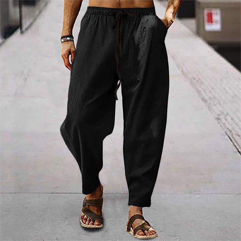 Premium Products 2025 Summer Men's Hip Hop Breathable Cotton Loose Relaxed Sports Pants_voghion.com