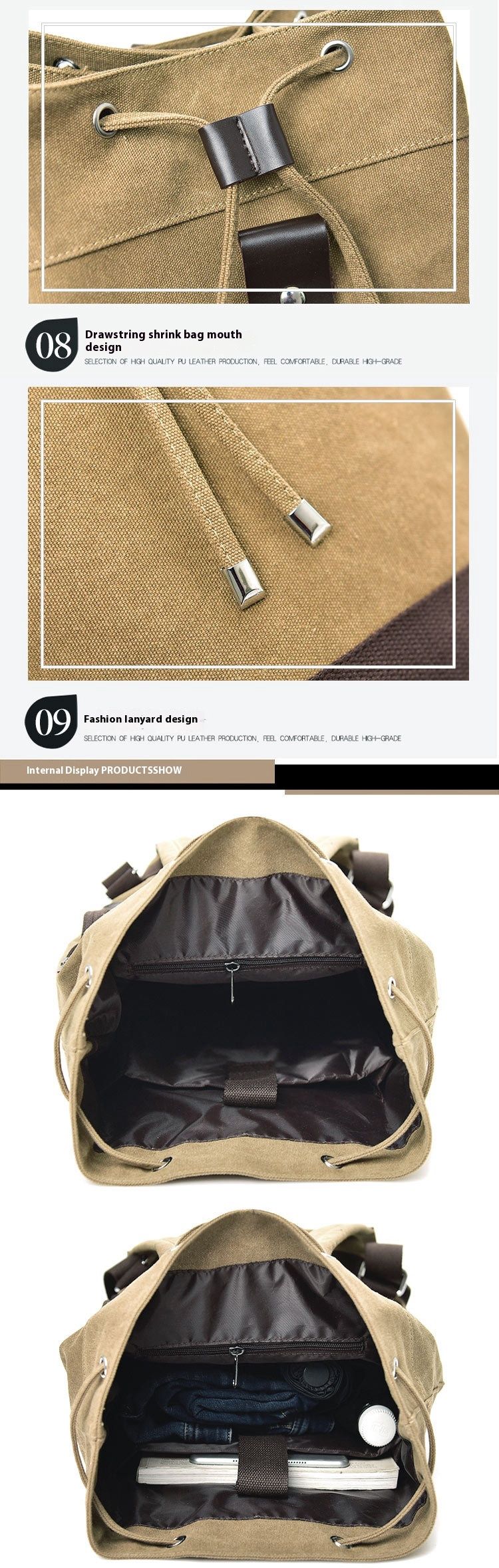 Modni platneni športni nahrbtnik okrogla torba za vedro potovalni nahrbtnik za računalnik moška torba za prosti čas potovalni nahrbtnik unisex_voghion.com