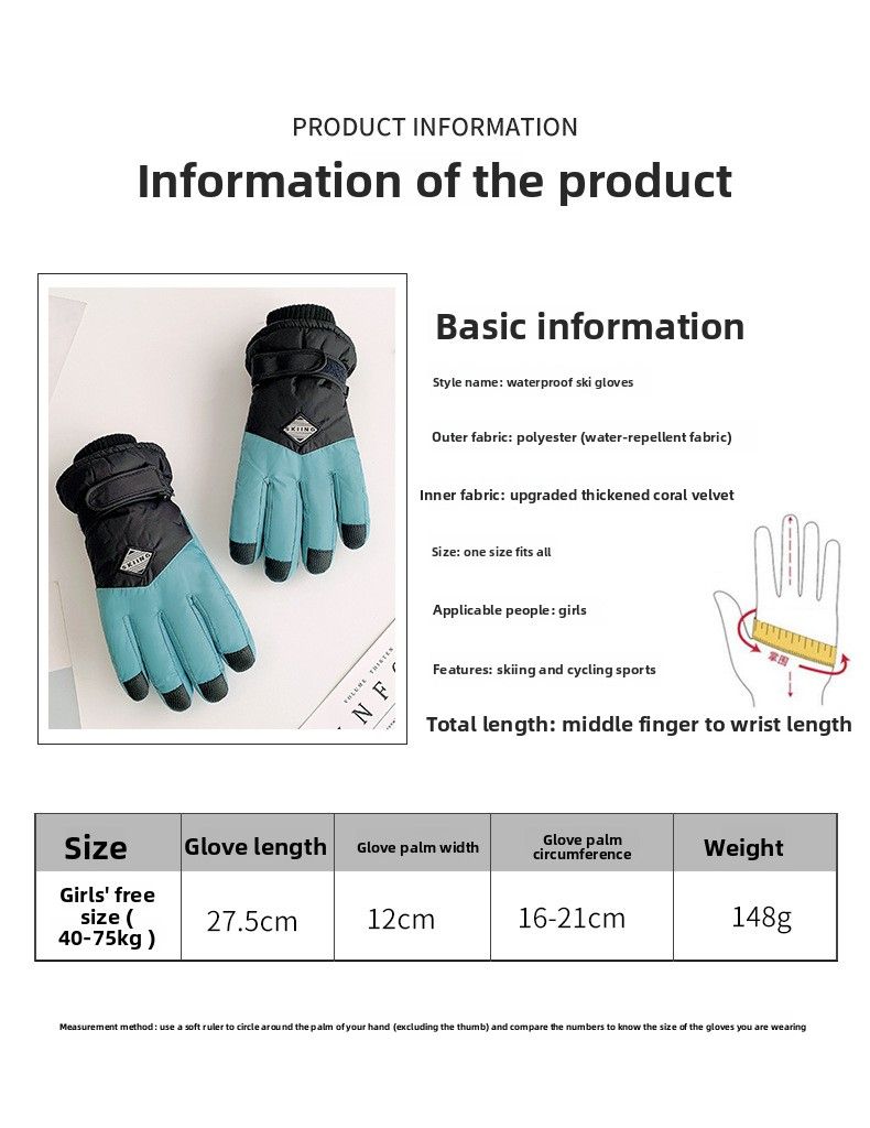 Winter Thickened Gloves Women, Windproof Waterproof, Suitable Cycling Skiing, Touchscreen Compatible, Cute Student_voghion.com
