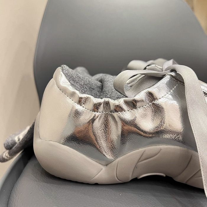 Small and not easily collided German training for women in 2024, new versatile silver strapping ballet shoes, casual_voghion.com