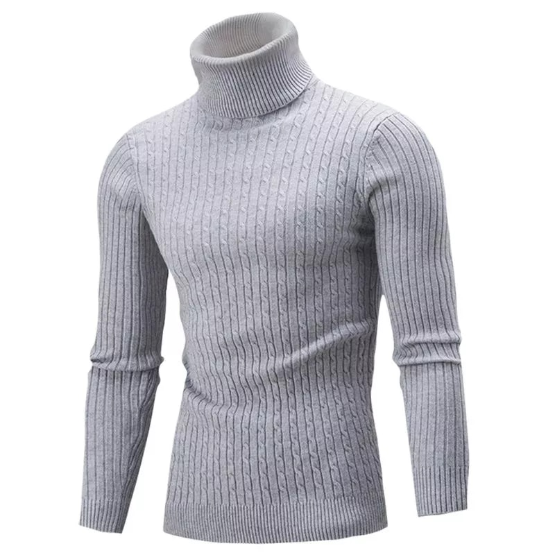 Automne et hiver pull à manches longues décontracté lin col haut hommes tricots bas haut_voghion.com