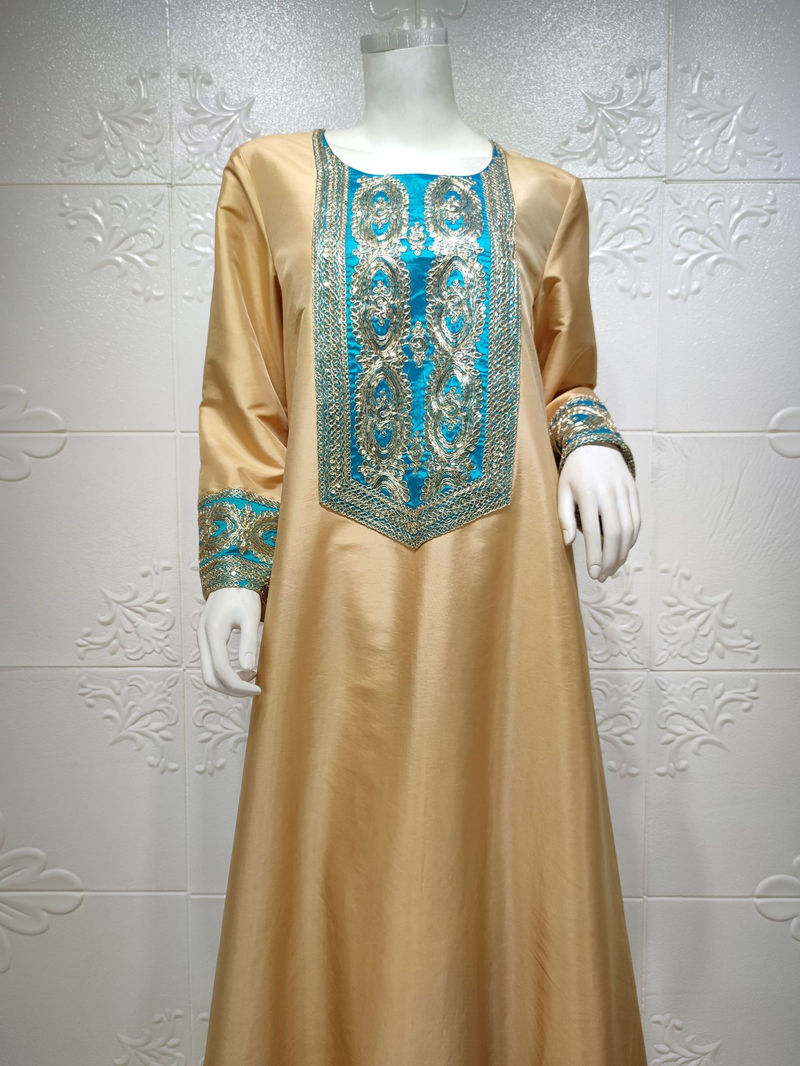 Nuovo abito abaya musulmano con paillettes ricamate in oro Abaya da donna_voghion.com
