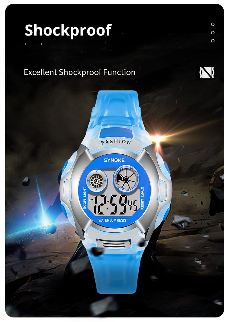SYNOKE Student Elektronische Wasserdichte Sport Kinder Glow Multi Funktion Digital Uhr Sieben Farben Licht Geschenk_voghion.com