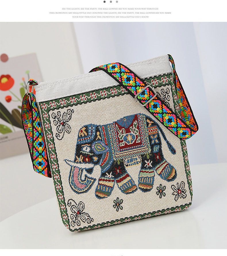 Borsa a tracolla da donna con motivo a gufo e elefante, borsa a tracolla da donna per uscire, borsa in tessuto etnico con ricamo jacquard bifacciale_voghion.com