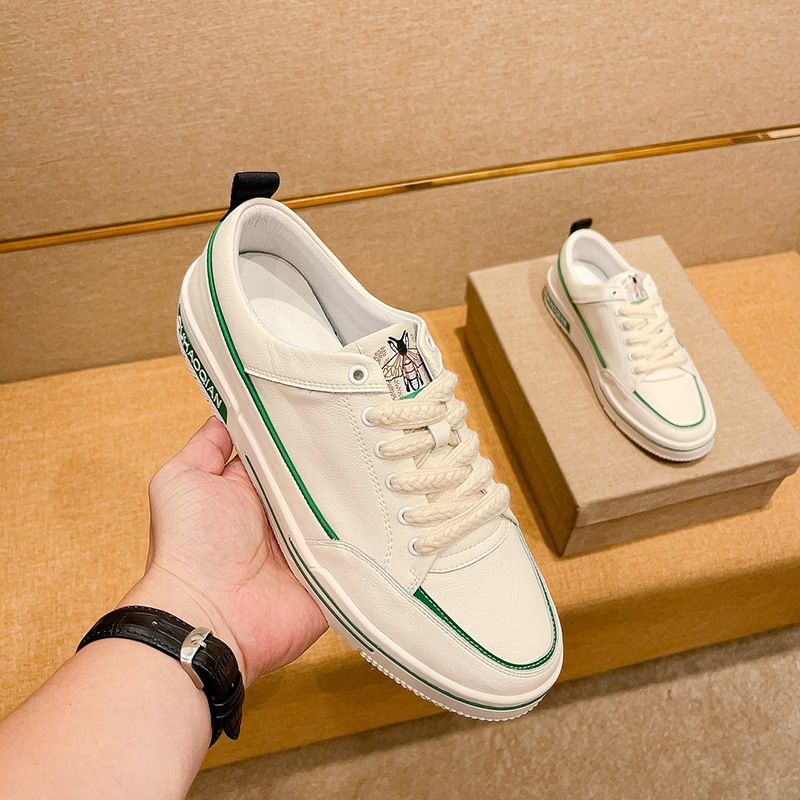 Fuguchi Sneakers 2025 Light Luxury Little Bee Trendy Versatile Sport Casual Scarpe da uomo in vera pelle bianca_voghion.com