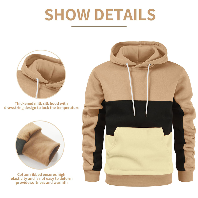 Herrenbekleidung, trendiges, farblich passendes Sweatshirt mit Spot-Print, Etikett, Kapuzenpullover, lässige Sportjacke, Sweatshirt für Herren_voghion.com