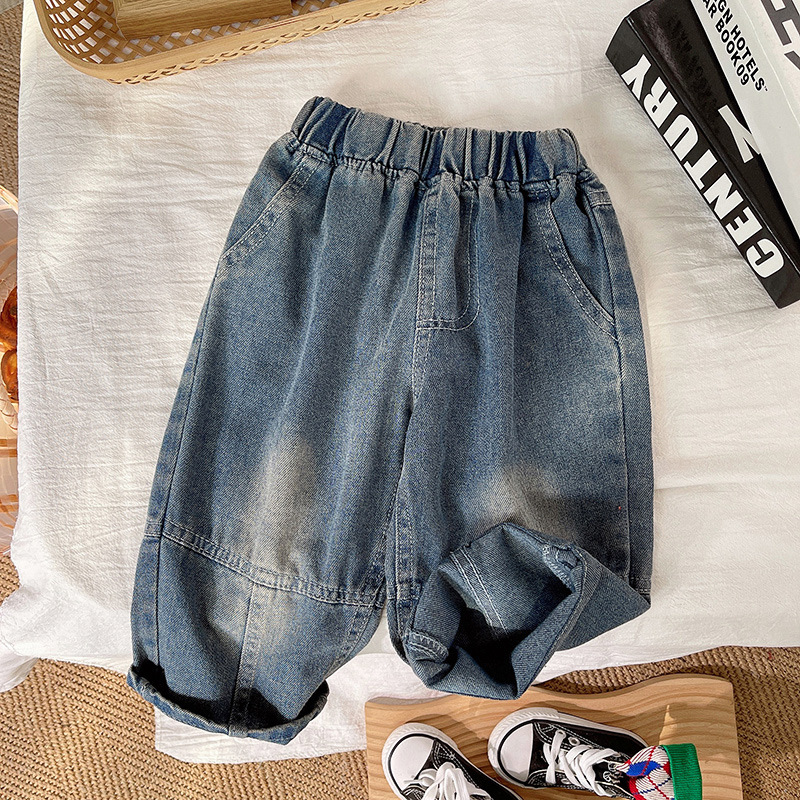 Children's Autumn New Set Zipper Cartoon Sweater Boys' Letter Print Top Cool and Handsome Denim Pants_voghion.com