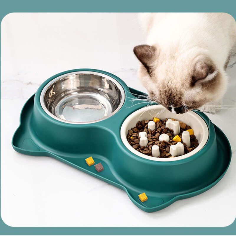 Roestvrijstalen waterdispenser met grote capaciteit voor honden, antislip en anti-kantelbaar, lekvrij voer voor honden en katten_voghion.com