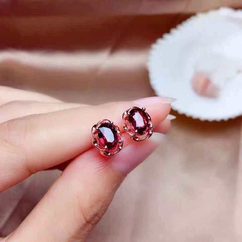 Einfache Frische Simulierte Rote Granat Aquamarin Topas Bunte Edelstein Mode Ohrringe Schmuck Für Frauen_voghion.com