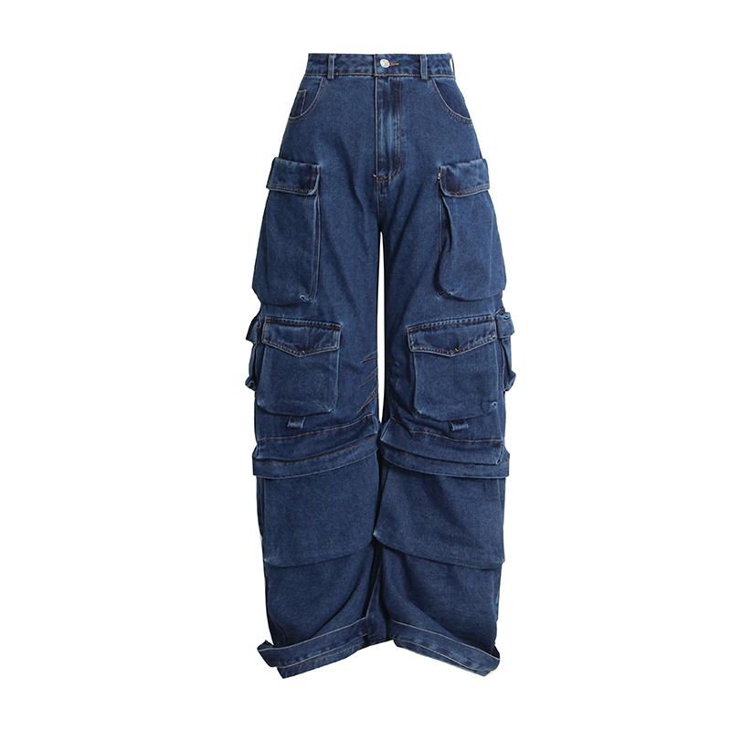 Ženska odjećaStil Višenamjenske svestrane traperice širokih nogavica Novi modni kombinezoni Hip Hop Super Cool serija hlača za žene_voghion.com