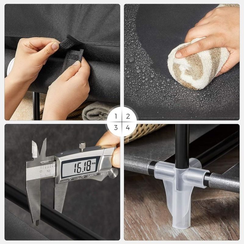 Clothes Woven 59 X Rack Freestanding 17.7 Closet Compartments Storage 1pc NonPortable Cover With 6 Dust X Wardrobe Organizer 12_voghion.com