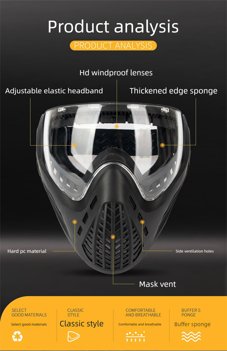 Full Face Protection Explosion-Proof Anti-Fog Manufacturer Wholesale Cycling Goggles Breathable Horse CS Tactical Mask_voghion.com