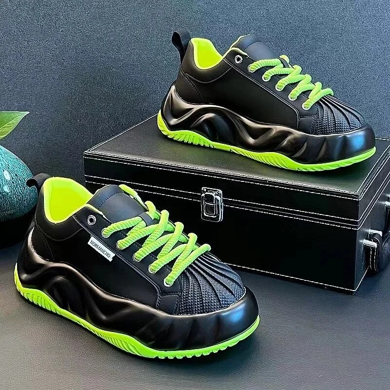 Chunky Sneaker Mænd Designer Board Mode Casual Microfiber Læder Åndbar Højde Løbesko med øget platform_voghion.com