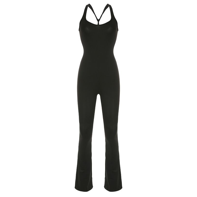 Îmbrăcăminte pentru femei, fată fierbinte, stradă, modă, Slim, culoare solidă, pantaloni evazați, sexy, bretele, salopetă, pantaloni_voghion.com
