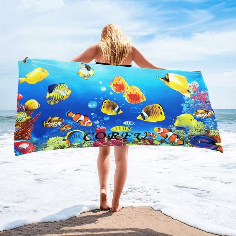 Asciugamani da spiaggia alla moda estiva Asciugamani stampati Asciugamani da spiaggia per le vacanze in spiaggia Assorbono l'acqua_voghion.com