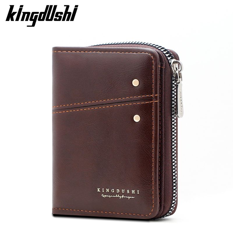 New Men's Vertical Simple Business Style Patchwork Multi-Card Slot Multi-Functional Leather Wallet Coin Zipper Bag_voghion.com