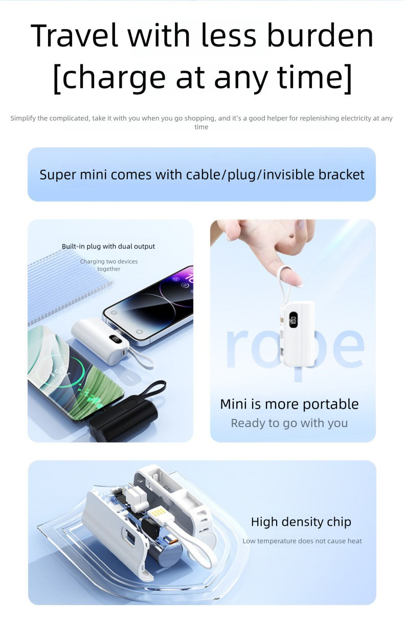 KC Pocket Capsule Bank 5000mAh Mini Compact Notfall-Heckstecker Mobile Stromversorgung_voghion.com