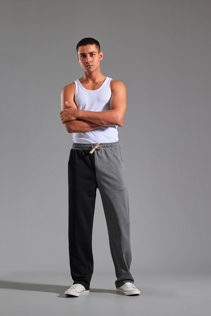 Herrenbekleidung Herren Jogginghose Frotteehose Kontrastfarbe Baumwolle Jogginghose Frühling und Herbst Dünne Hose Herren Lose Gerade Freizeithose_voghion.com