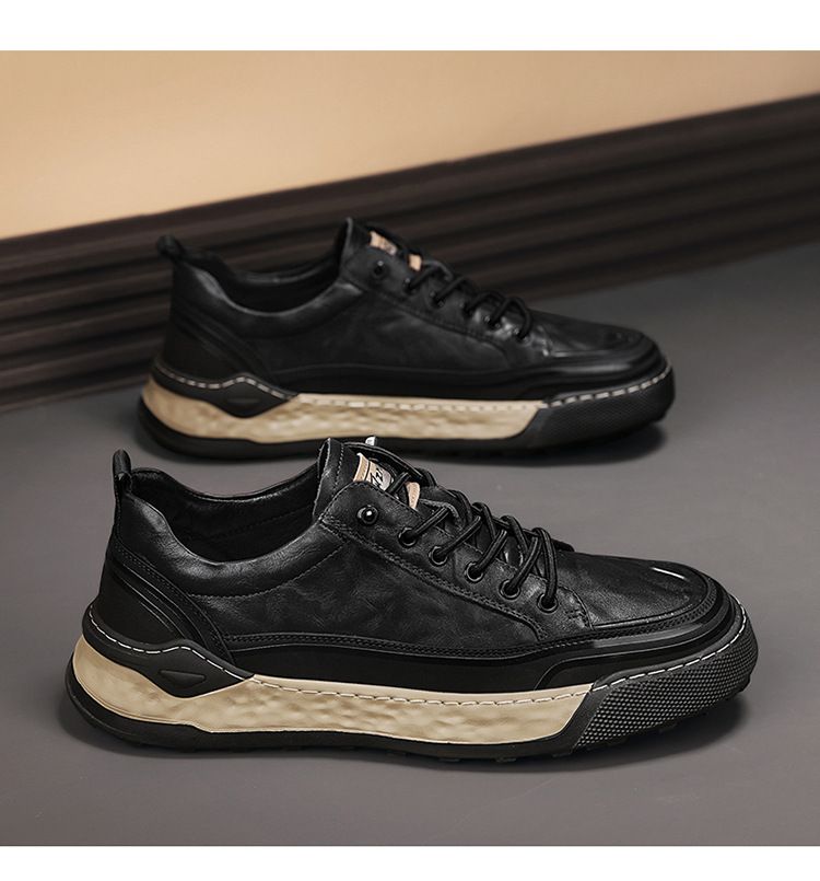 Men's autumn chef, kitchen, work, waterproof, non slip, casual leather shoes, one foot sports, soft soled safety shoes_voghion.com