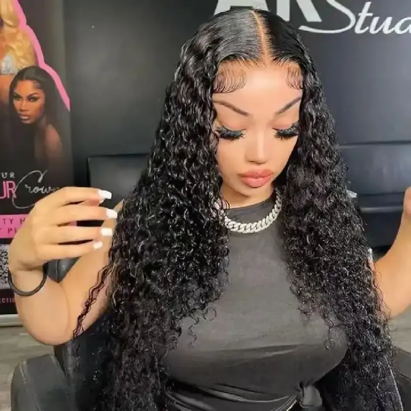 Pelucas de cabello Remy prearrancado de densidad 180, pelucas de encaje transparente de 360 grados, pelucas de ondas de agua con frente de encaje suizo, peluca rizada de cabello humano brasileño_voghion.com