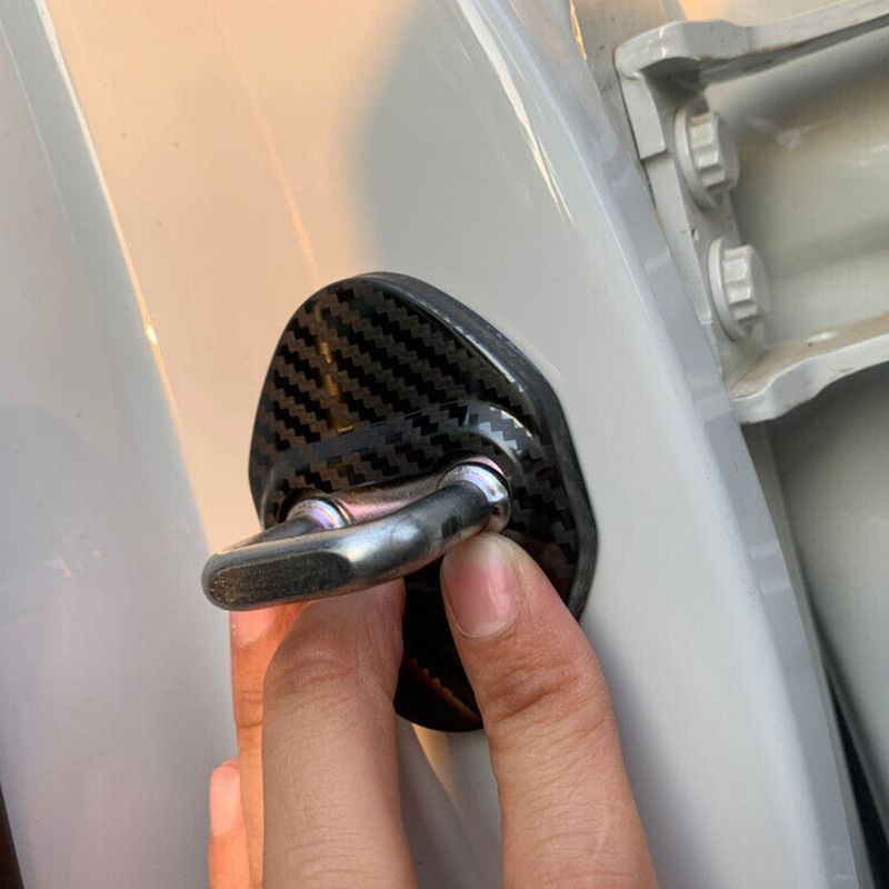4 stk Dørlås Beskyttende Spænde Cover Sort Kulfiber Style Trim Fit til Honda CR-V 2007-2017 2018 2019 2020 2021_voghion.com