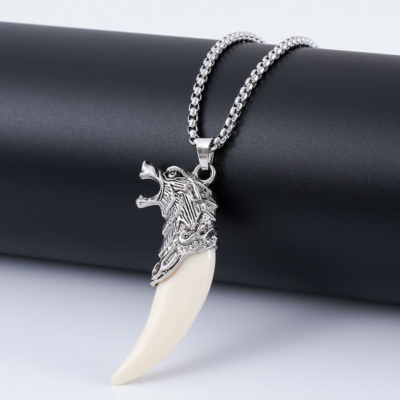 Inner Mongolia Wolf Tooth Resin Pendant Men's Necklace Domineering Hipster Personality Inner Mongolia Tibetan Mastiff Tooth Shape Men's And Women's_voghion.com