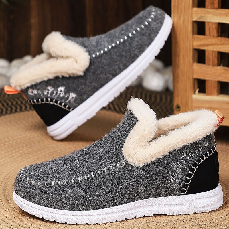 Inverno con fodera in pile, scarpe in cotone spesso per donna, stivali da neve caldi e resistenti al freddo, stivali corti alla moda slip-on_voghion.com