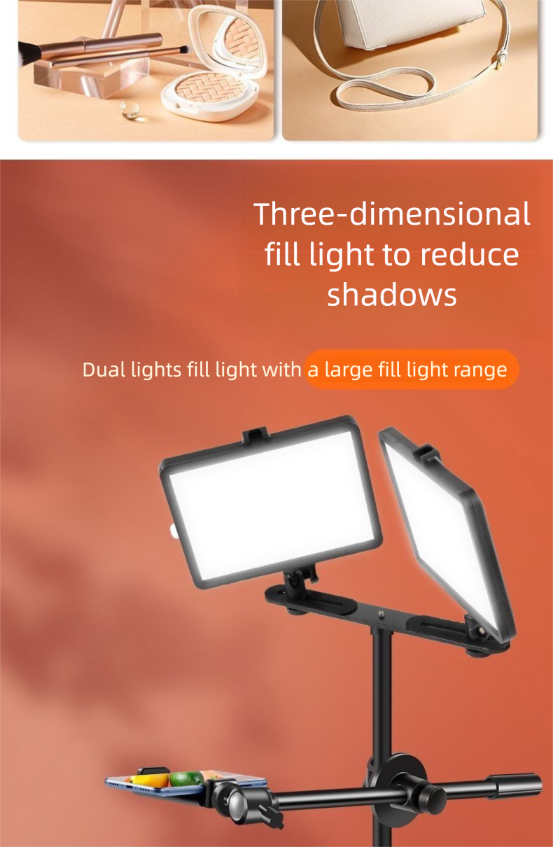 Dual Shadowless Telefon Overhead Live-Streaming Selfie Fülllicht Desktop-Ständer Schlafsaal Shooting Professionelles Essen_voghion.com