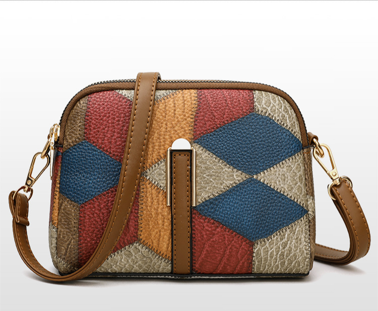 Geantă de telefon mobil crossbody cu un singur umăr, cu fermoar dublu, cu potrivire de culori, 2024, versatilă, stil național, tendință la modă_voghion.com