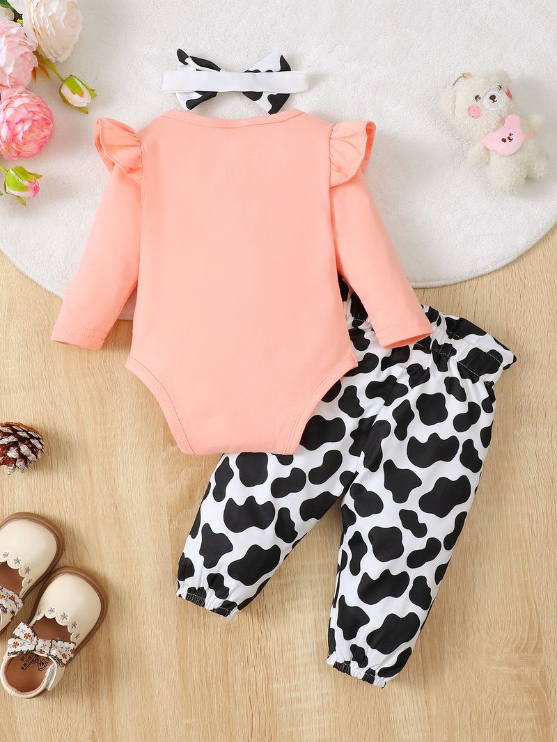 Roupas infantis, macacão de algodão com manga comprida e calça justa com estampa de leopardo, primavera e outono_voghion.com