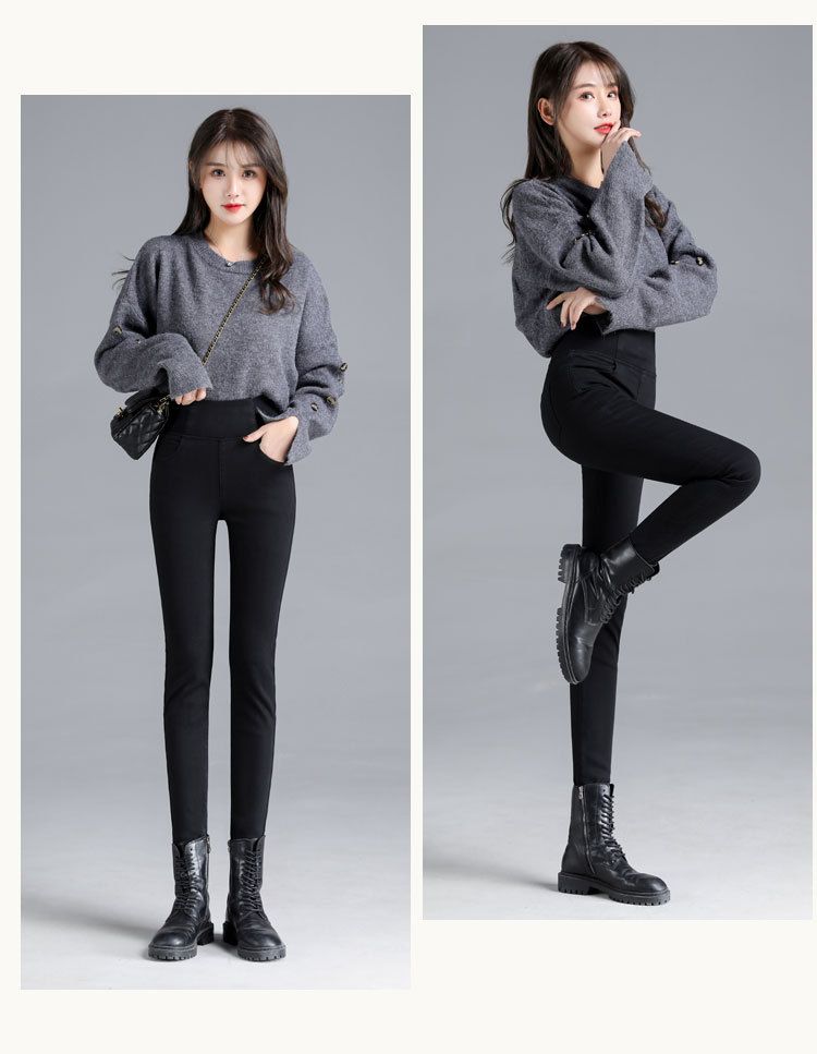 Jean skinny extensible doublé polaire pour femme – Jegging amincissant taille haute avec ceinture élastique pour un confort optimal_voghion.com