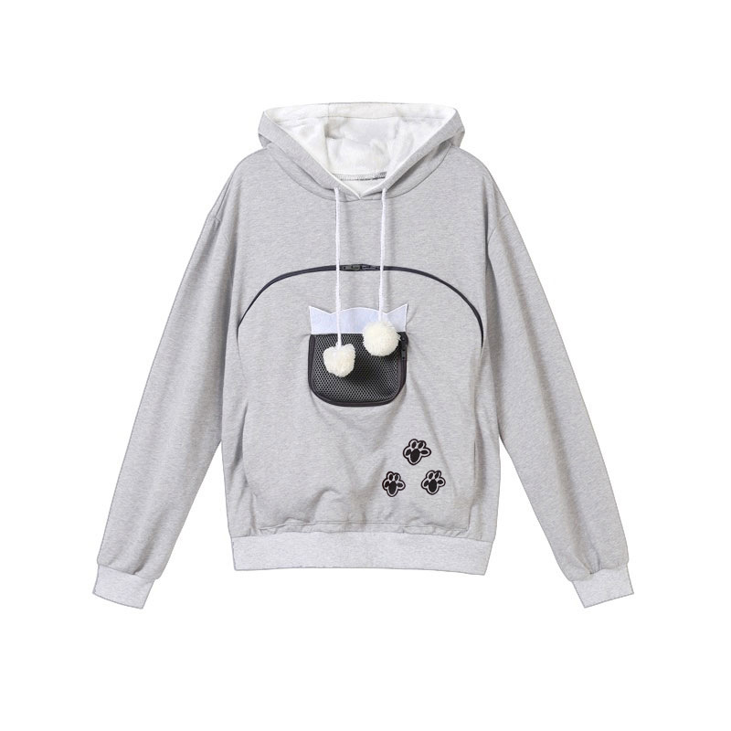 Women's zipper cat dog kangaroo hoodie fashion print pocket hoodie_voghion.com