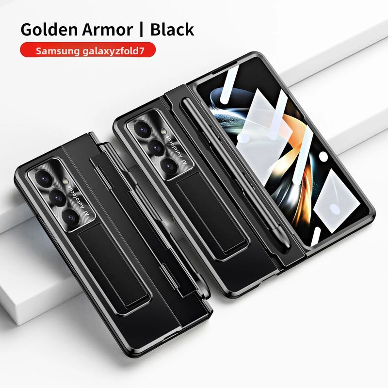 Capa de celular fosca de metal de alta qualidade para Samsung Galaxy Z Fold 7 6 5 com caneta de toque e película de tela articulada_voghion.com