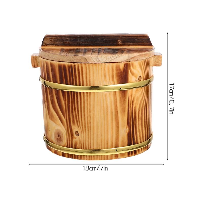 1 Set Wooden Sushi Rice Bucket Japanese Style Restaurant Rice Bowl Sushi Display Container Rice Mixing Holder Sushi Serving_voghion.com