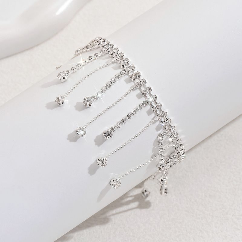 Unisex Hot Selling Tassel Anklet Rhinestone Ladies Summer Beach Simple Double Layer Teardrop Shaped Pendant Anklet Anklet_voghion.com