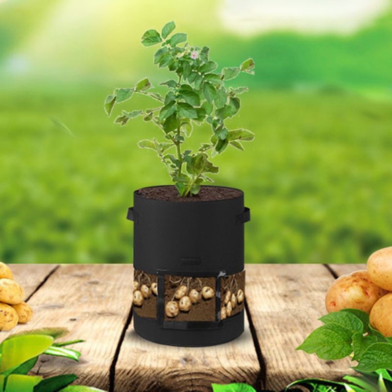 7/10 Gallonen Kartoffelanbaubeutel Filzvliesstoff Garten Kartoffeltopf Gewächshaus Gemüseanbaubeutel mit 360° Visualisierung_voghion.com