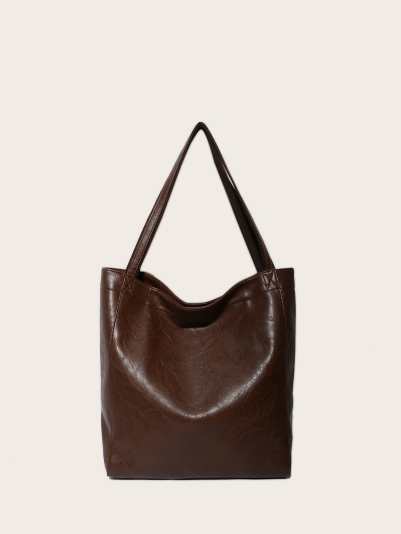Pocket Women's Soft Handheld One Shoulder Oil and Wax Leather Large Capacity Fashion New Tote Bag_voghion.com