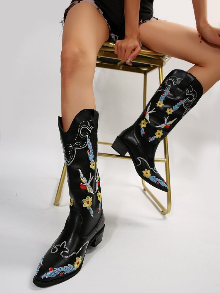 Übergröße Overknee Stiefel Kinder Mode Stickerei Römerstiefel_voghion.com