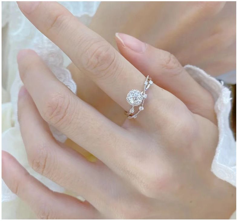 Bague en diamant brillant comme des étoiles, moissanite, argent sterling, niche en or, groupe de conception, incrustation, proposition de mariage, bague de fée_voghion.com