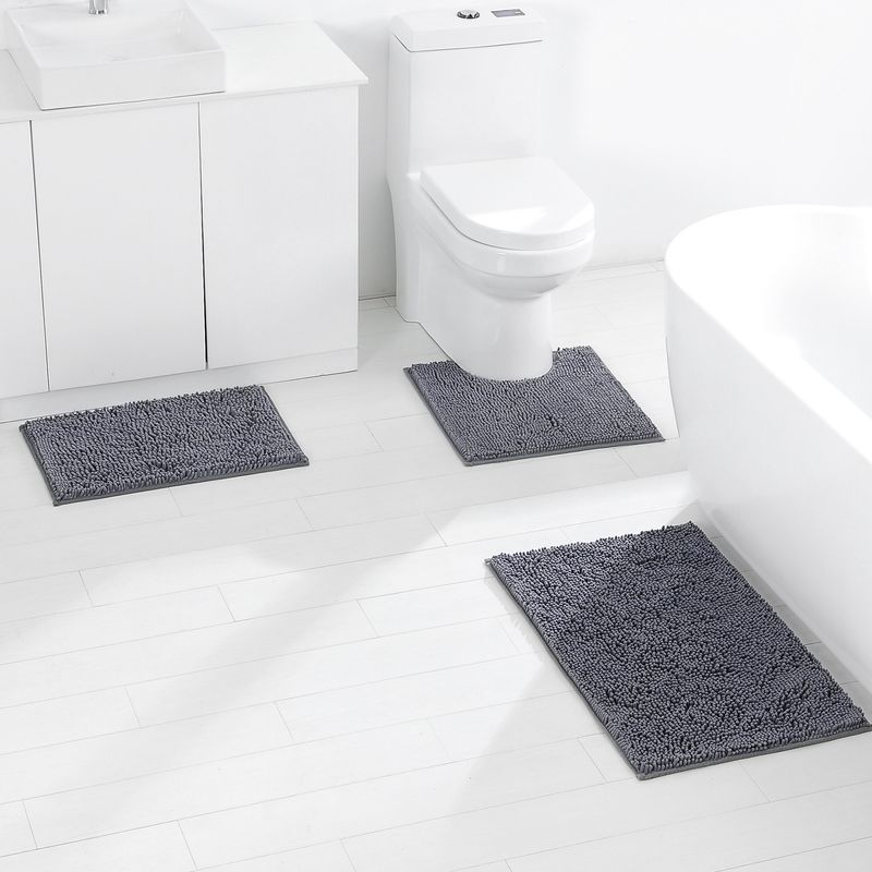 Heißverkaufte Chenille-Bodenmatte, lange Wolle, Badezimmer-Bodenmatte, saugfähiger Badezimmerteppich_voghion.com