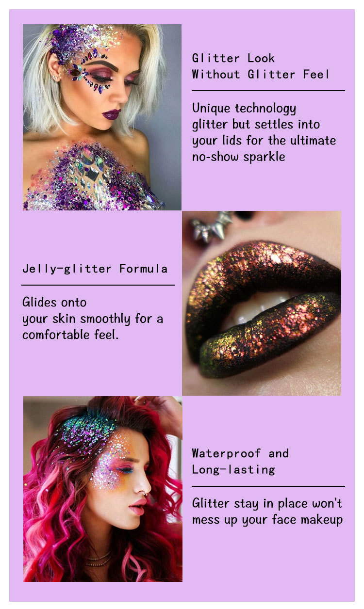 Klej brokatowy do ciała do makijażu brokatowego, włosów, oczu i delikatnych brokatowych cieni do powiek Idealny na Halloween, szlam, żywicę, kubki, rękodzieło, kosmetyki i zdobienia paznokci_voghion.com