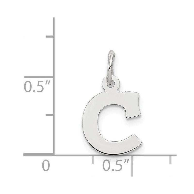 Sterling Silver Rhodium-plated Block Letter C Initial Charm_voghion.com
