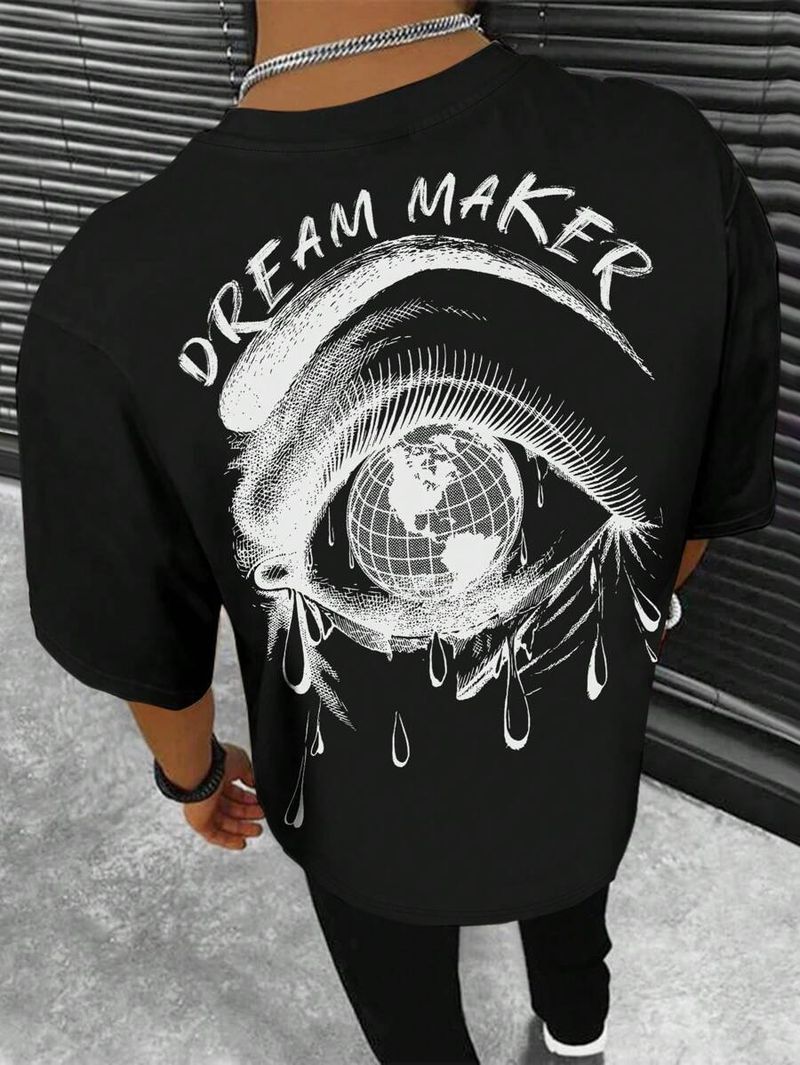 Camiseta masculina 100% algodão 230G de qualidade imbatível, criativa, estilo Eye Of The Earth, multicolorida, moderna, casual e versátil_voghion.com