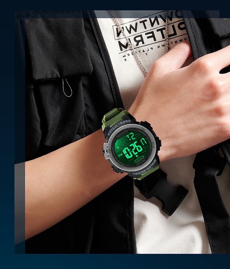 Digital Sports Watch – Multi-Function, 30M Waterproof, LED Backlight, TPU Strap – Trendy Unisex Design Luminous Student Watch_voghion.com