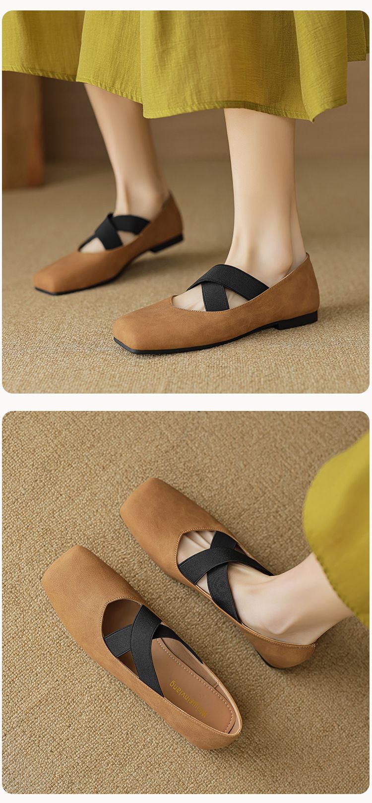Silver Ballet Shoes Women's Light Mouth Vintage Cross Strap Square Head Single Shoes Women's Soft Sole_voghion.com
