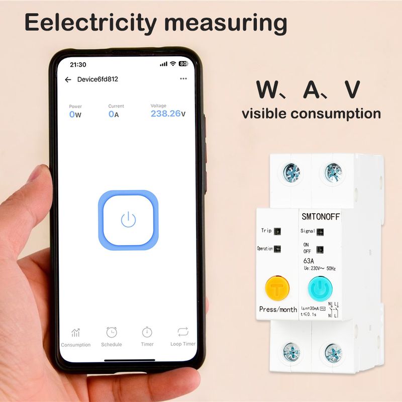 ONOFF Ewek WIFI Energiezähler Kwh Miessung Iwwerwaachung Leckschutz Fernbedienung Timerrelais fir Smart Home_voghion.com