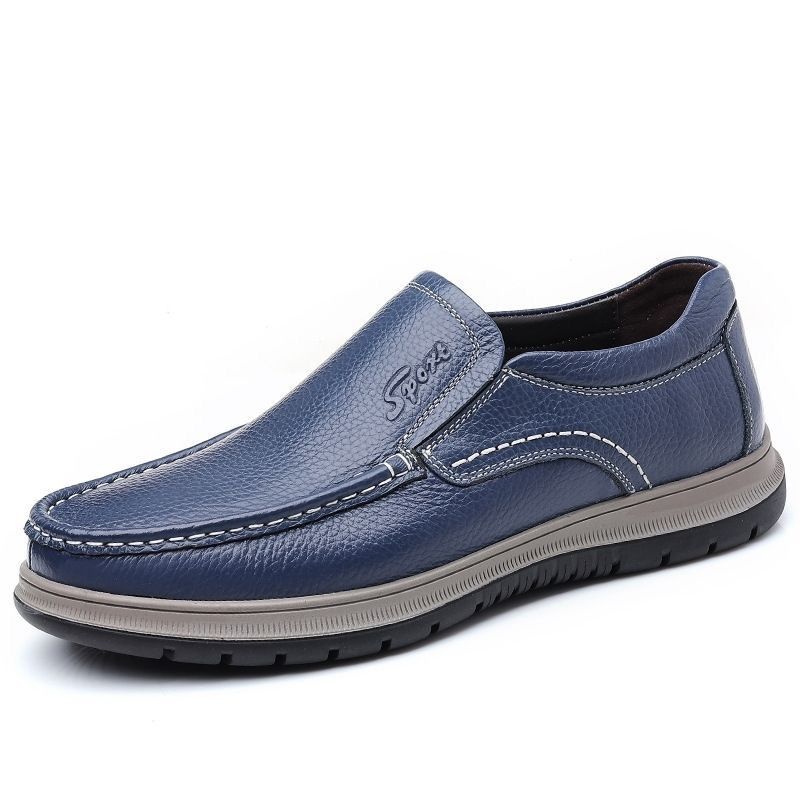 Mocassins respirants en cuir pour homme, style décontracté et simple, à enfiler_voghion.com