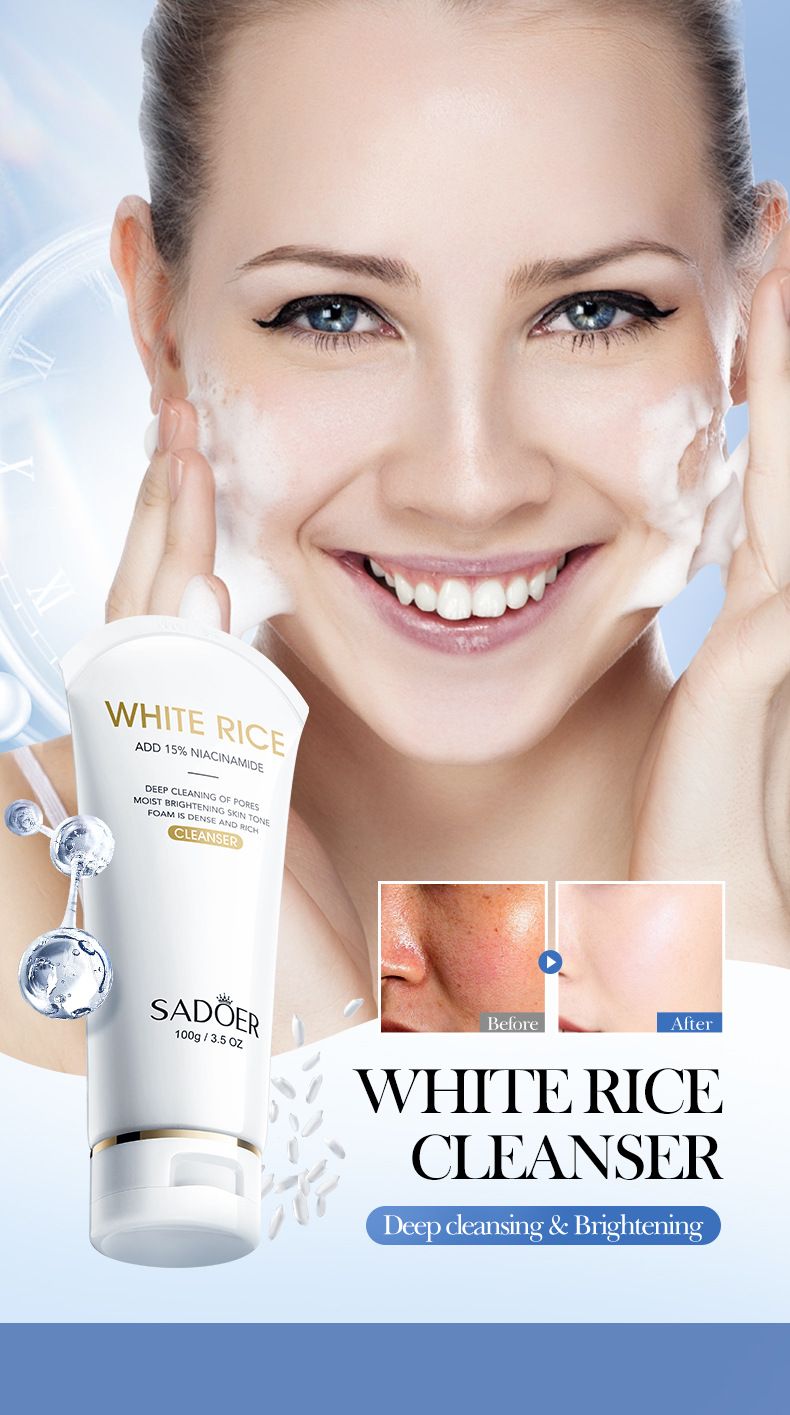 SADOER Aufhellendes Hautpflegeset mit weißem Reis und Niacinamid | Strahlende und hydratisierte Haut in 6 Schritten_voghion.com