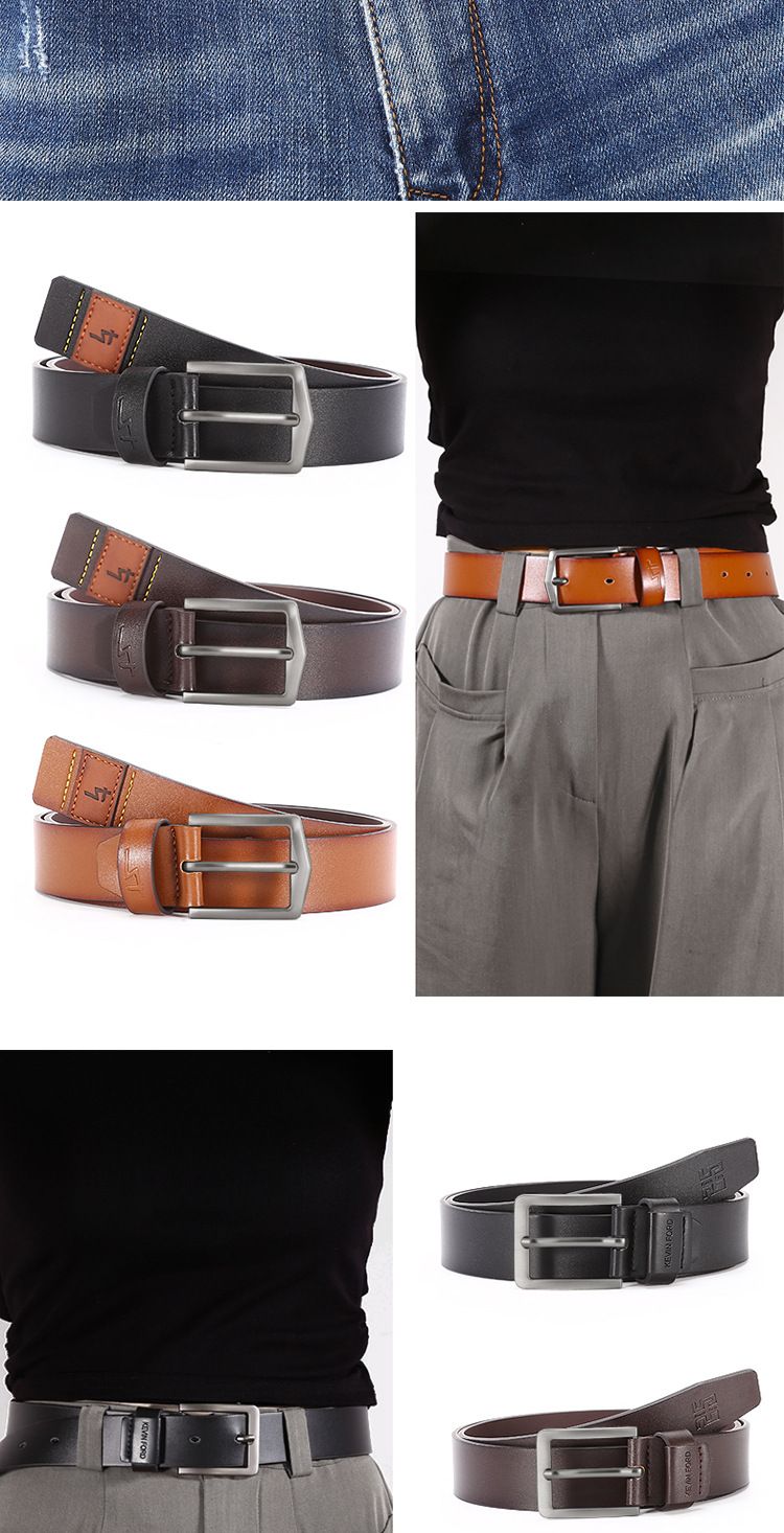 Cinturón de hombre con hebilla de aguja, cinturón informal de moda Simple, cinturón retro_voghion.com